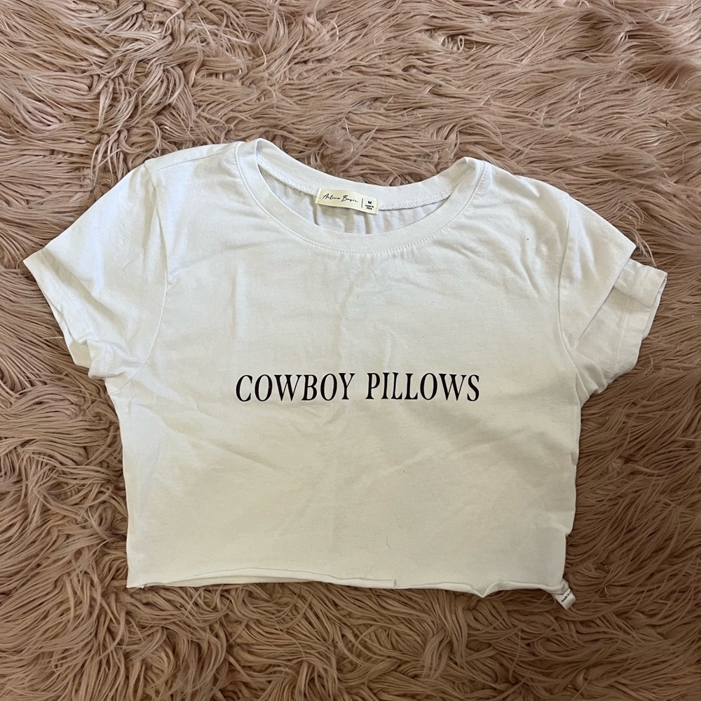 COWBOY PILLOWS White Crop Tee by Astr